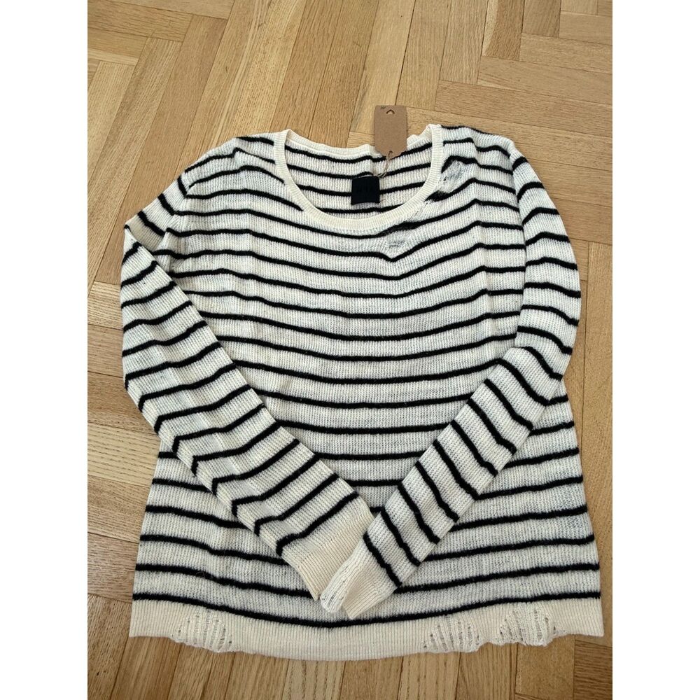 RtA - Striped 100% Cashmere "Destroyed" Crewneck Sweater - XS